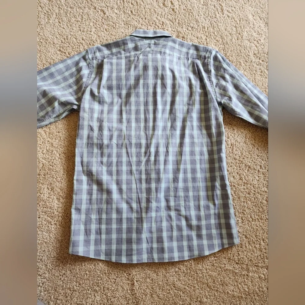 New Nordstrom kids Button Up long sleeve Shirt Boys Sz. 20 Gray/Blue/mint New